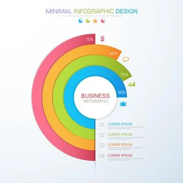 Infographic Elements with business icon on full color background  process or  Stock Illustration