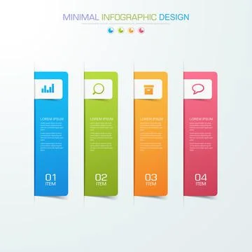 Infographic Elements with business icon on full color background  process or  Stock Illustration