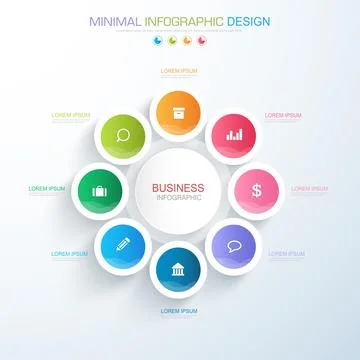Infographic Elements with business icon on full color background  process or  Illustrazione stock