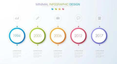 Infographic Elements with business icon on full color background circle proce Stock Illustration