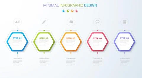 Infographic Elements with business icon on full color background circle proce Stock Illustration