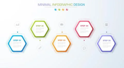 Infographic Elements with business icon on full color background circle proce Stock Illustration