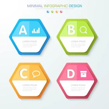 Infographic Elements with business icon on full color background  process or  Stock Illustration