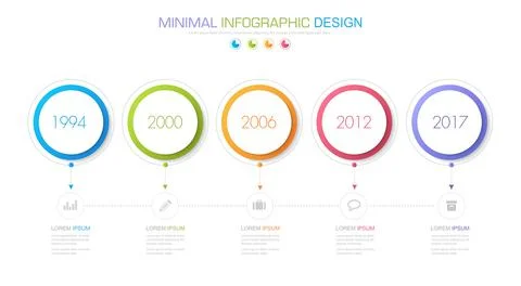 Infographic Elements with business icon on full color background circle proce イラスト素材