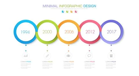 Infographic Elements with business icon on full color background circle proce 스톡 일러스트