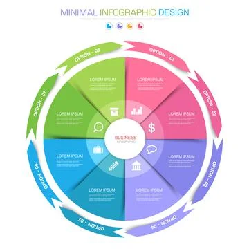 Infographic Elements with business icon on full color background  process or  Stock Illustration