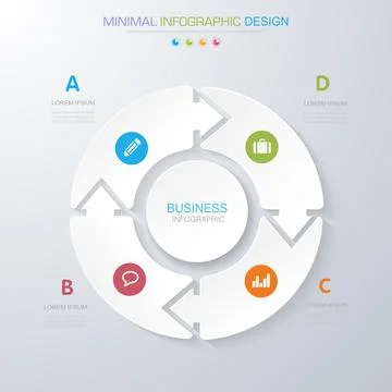 Infographic Elements with business icon on full color background  process or  Stock Illustration