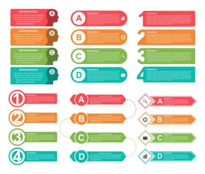 Infographic elements collection in flat style for business presentations and 스톡 일러스트