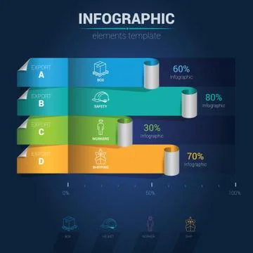 Infographic Elements - Curled Bar Char Stock Illustration
