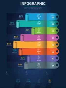 Infographic Elements - Curled Sticker Bar Chart 스톡 일러스트