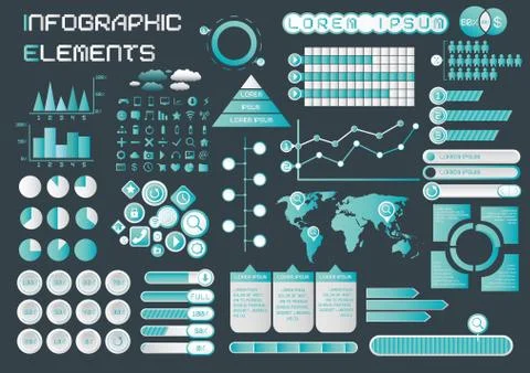 Infographic Elements Cyan Theme Stock Illustration