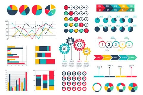 Infographic elements. Diagram progress bar. Flat process timeline set. Stock Illustration