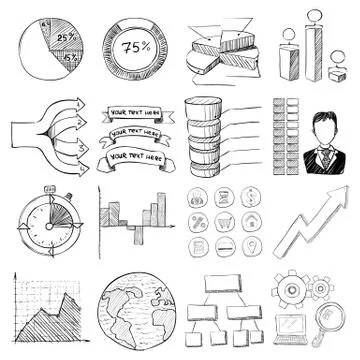 Infographic elements icons set, cartoon style Stock Illustration