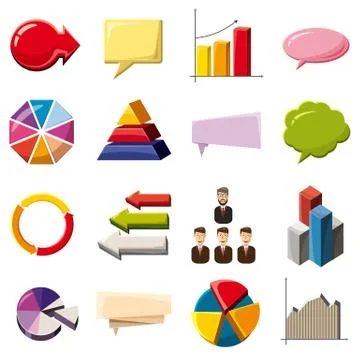 Infographic elements icons set, cartoon style Stock Illustration