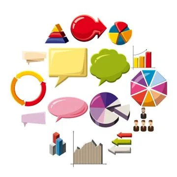 Infographic elements icons set, cartoon style Stock Illustration