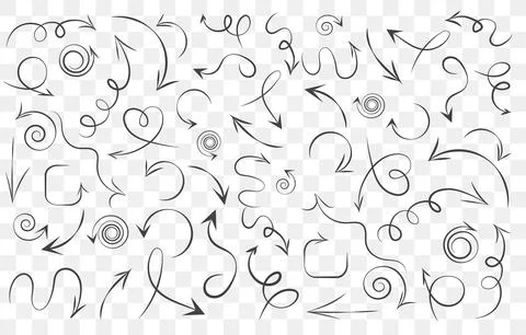 Infographic elements on isolated transparent background, simple arrows. Line art Stock Illustration