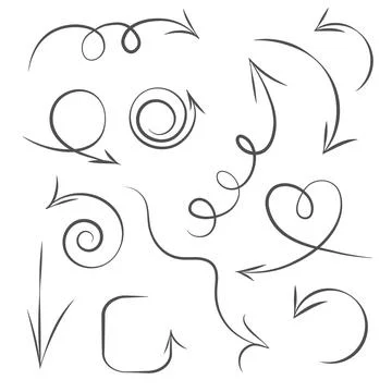 Infographic elements on isolated white background, simple arrows. Line art style Stock Illustration