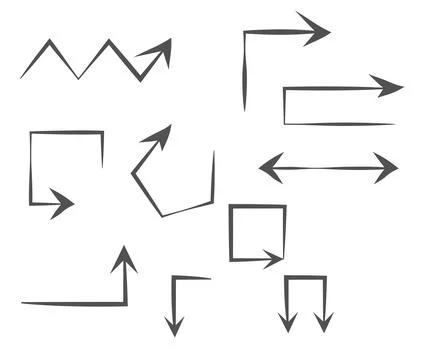 Infographic elements on isolated white background, simple arrows. Line art style Stock Illustration