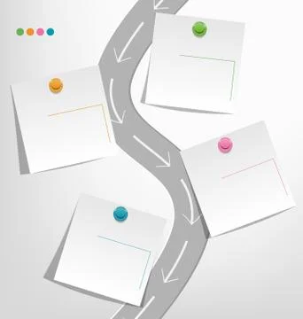 Infographic elements paper note with pins on gray Stock Illustration