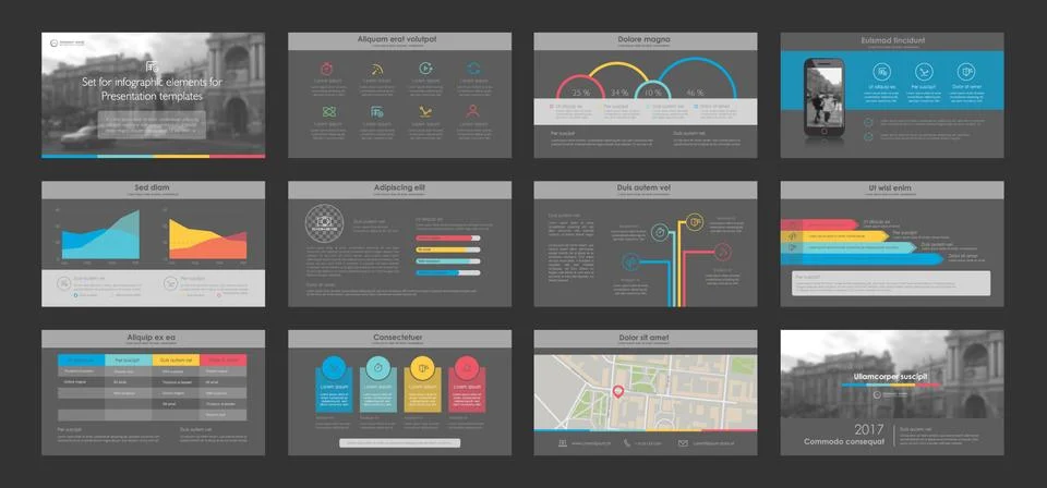 Infographic elements for presentation templates. 库存插图