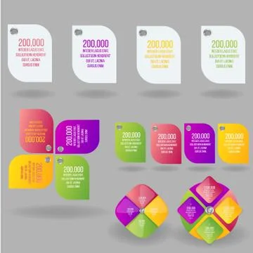 Infographic elements set for brochure template, with colorful paper labels Stock Illustration