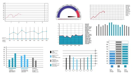 Infographic elements. Set of graphs and charts is displayed on a white Stock Footage 269133098