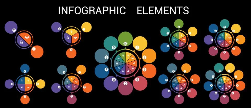 Infographic elements, step by step, colorful circles in circle. Stock Illustration
