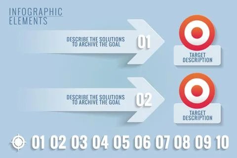 Infographic elements. Targets and solutions. Stock Illustration