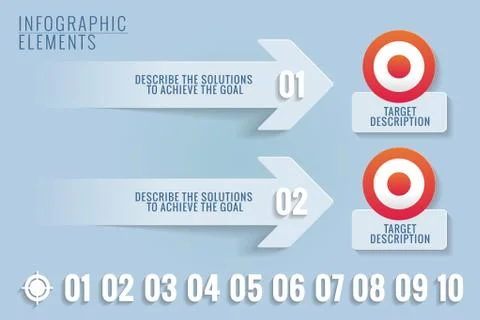 Infographic elements. Targets and solutions. Stock Illustration