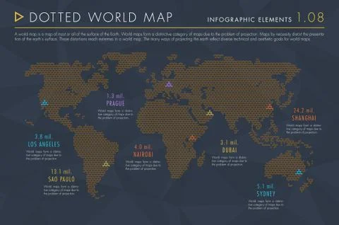 Infographic Elements Vol.1 - Dotted World Map Stock Illustration