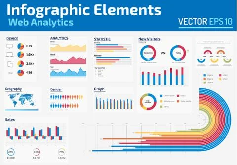 Infographic elements web analytics design template Stock Illustration