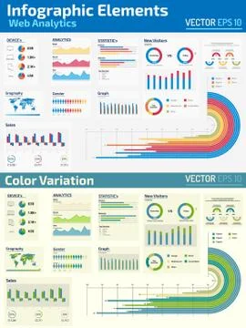 Infographic Elements Web Analytics designwith 2 different color variation 스톡 일러스트
