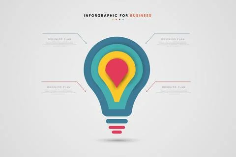 The infographic features a lightbulb-shaped design, symbolizing innovative .. Stock Illustration