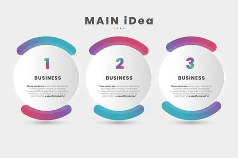 The infographic features a sleek, connected design with three circular sect.. Stock Illustration