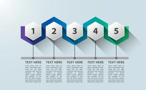 Infographic five (5) step process hexagonal design Stock Illustration