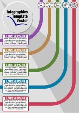 Infographic five step template, process visualization in unusual graphic design Stock Illustration