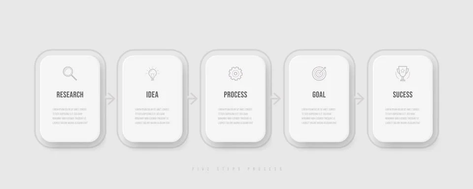 Infographic with five steps process for business concept. Vector flat illustr 스톡 일러스트