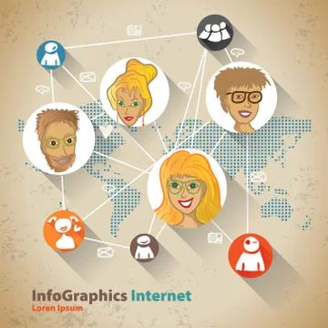 Infographic Flat Design Illustration for Web Social Network Stock Illustration