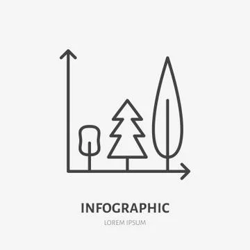 Infographic flat line logo, tree growth icon. Data visualization vector 스톡 일러스트
