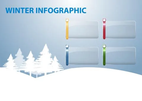 Infographic of four blank transparent rectangles in winter landscape 库存插图
