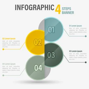 Infographic four steps banner with circular elements. Stock Illustration
