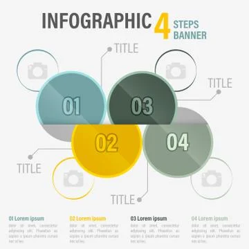 Infographic four steps banner with circular elements. Stock Illustration