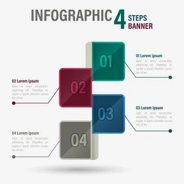 Infographic four steps vector banner with hexagonal elements. Part 17. Stock Illustration