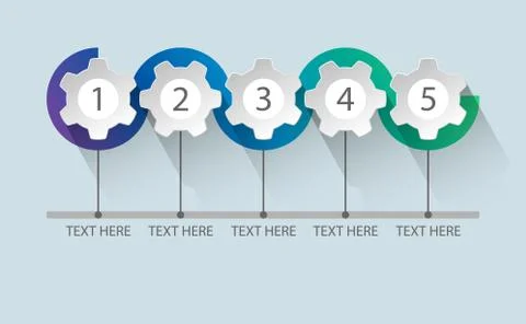 Infographic gear five steps Stock Illustration