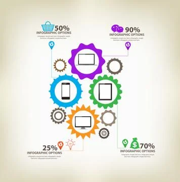 Infographic gears Digital Technology Illustrazione stock