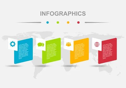 Infographic geometric shape template with 4 regtangles Stock Illustration