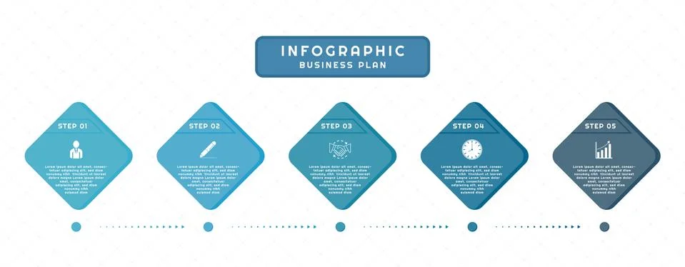 Infographic geometric square shape step to success planning for business Stock Illustration