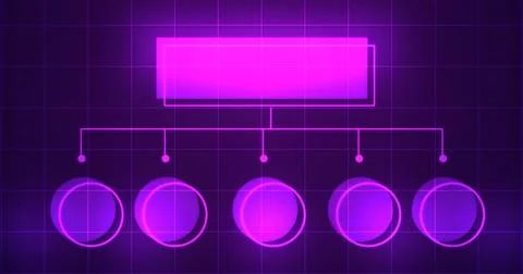 Infographic glowing hologram with empty space for text bg. Business hierarc.. Illustrazione stock