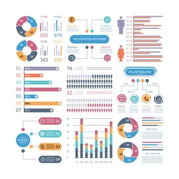 Infographic graphs. Business chart process infochart diagram option flowchart Stock Illustration