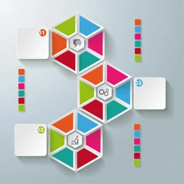 Infographic hexagon pieces rectangle 3 options Stockillustratie